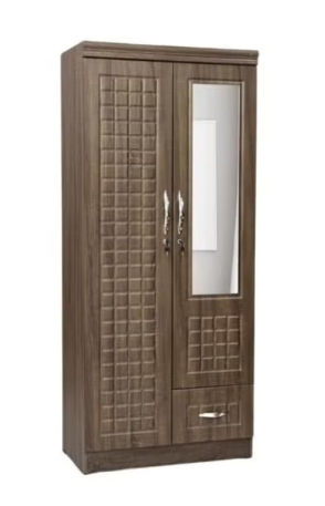 ABX HOME Shaku 2 Door Wooden Wardrobe, Cabinet Cupboard Engineered Wood Perfect Modern Stylish Heavy Duty With Mirror (Free Installation)