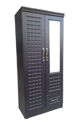 ABX HOME Shaku 2 Door Wooden Wardrobe, Cabinet Cupboard Engineered Wood Perfect Modern Stylish Heavy Duty With Mirror