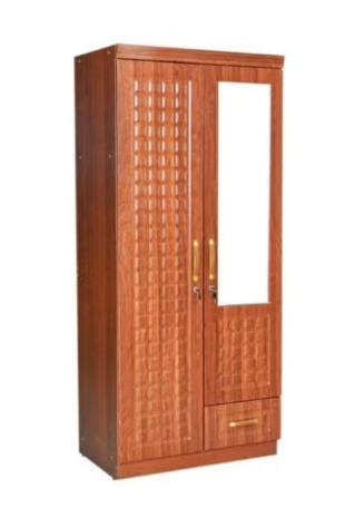 ABX HOME Shaku 2 Door Wooden Wardrobe, Cabinet Cupboard Engineered Wood Perfect Modern Stylish Heavy Duty With Mirror