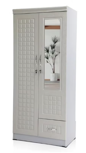 ABX HOME Shaku 2 Door Wooden Wardrobe, Cabinet Cupboard Engineered Wood Perfect Modern Stylish Heavy Duty With Mirror