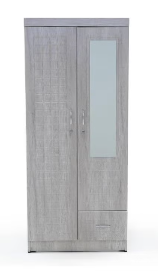 ABX HOME Shaku 2 Door Wooden Wardrobe, Cabinet Cupboard Engineered Wood Perfect Modern Stylish Heavy Duty With Mirror