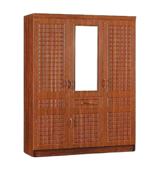 ABX HOME 3 door wardrobe with one drawer and storage and also one hanging side with 8 shelves | Lockable door