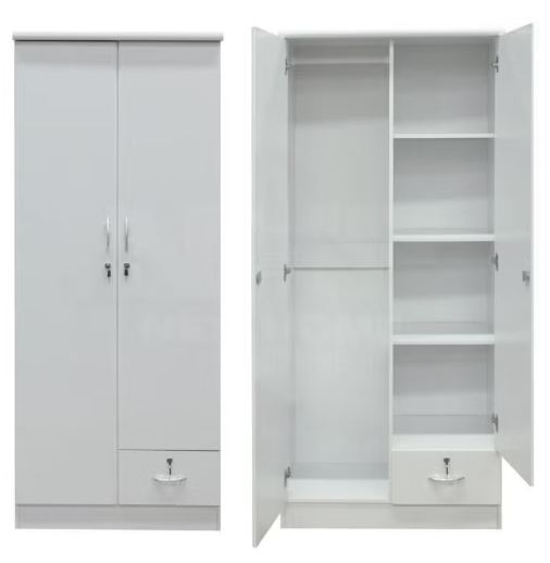 ABX HOME Riley 2 Door Wooden Wardrobe With One Lockable Drawer
