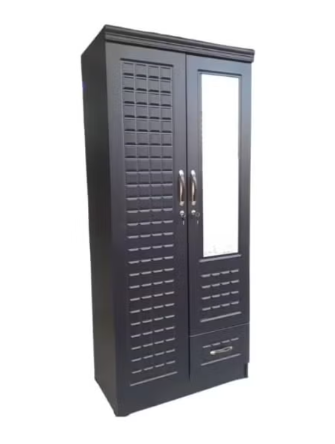 ABX HOME Shaku 2 Door Wooden Wardrobe, Cabinet Cupboard Engineered Wood Perfect Modern Stylish Heavy Duty With Mirror (Free Installation)