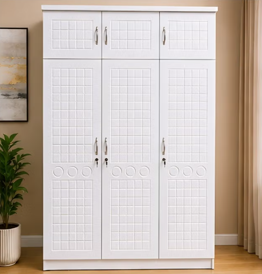 ABX HOME Arbaz 3 Doors wardrobe with Storage and Hanger and Lockable Doors | Three door Wardrobe