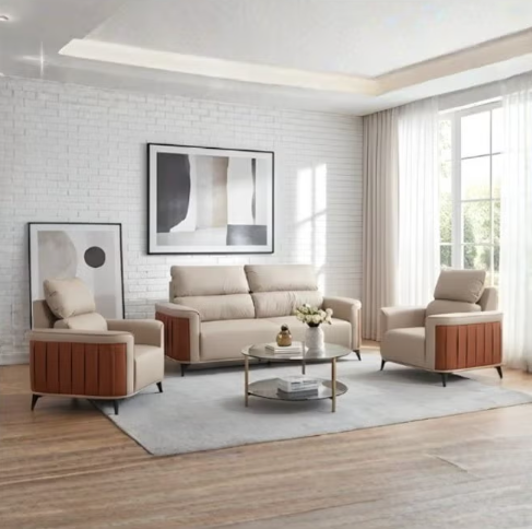 ABX HOME BRIGHTON 3+1+1 Sofa Set – 5-Seater Faux Leather Sofa for Living Room & Office | Modern Office Sofa Set