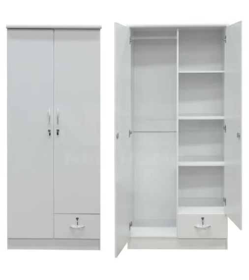 Riley 2 Door Wooden Wardrobe With One Lockable Drawer (With Installation)