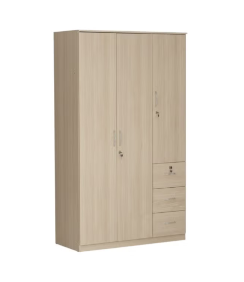 RIBEZ 3 Door wardrobe for Bedroom with 3 Drawers and 5 Shelves | Cupboard for Home | Bedroom Wardrobes (With Installation)
