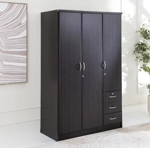 RIBEZ 3 Door wardrobe for Bedroom with 3 Drawers and 5 Shelves | Cupboard for Home | Bedroom Wardrobes (With Installation)