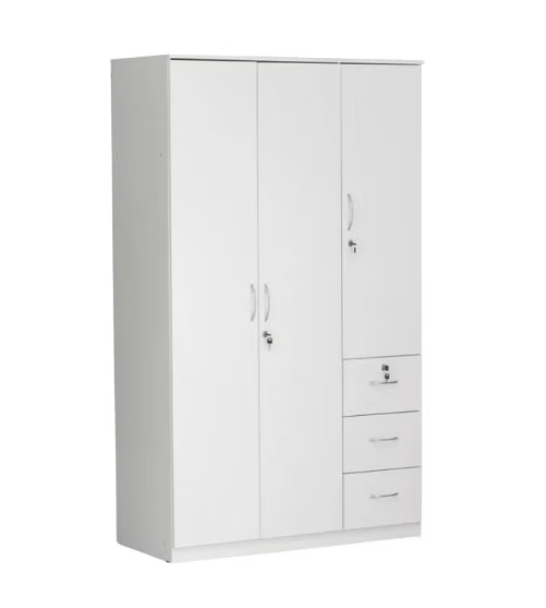 RIBEZ 3 Door wardrobe for Bedroom with 3 Drawers and 5 Shelves | Cupboard for Home | Bedroom Wardrobes (With Installation)