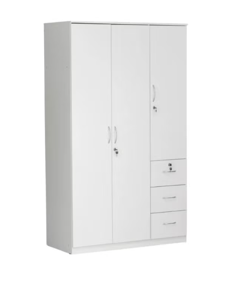 RIBEZ 3 Door wardrobe for Bedroom with 3 Drawers and 5 Shelves | Cupboard for Home | Bedroom Wardrobes