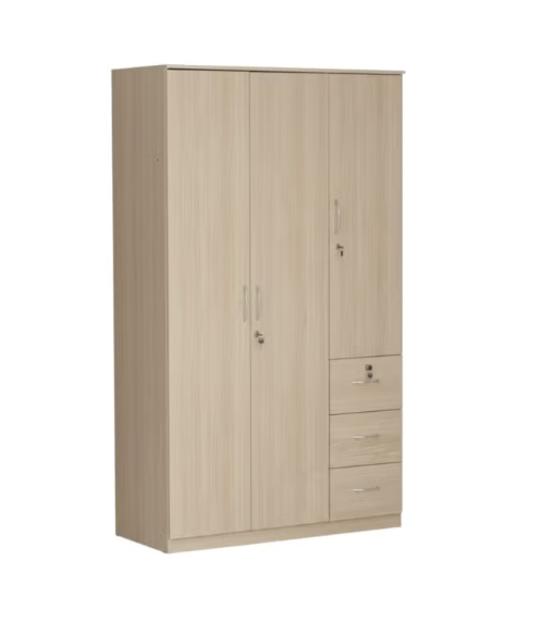 RIBEZ 3 Door wardrobe for Bedroom with 3 Drawers and 5 Shelves | Cupboard for Home | Bedroom Wardrobes
