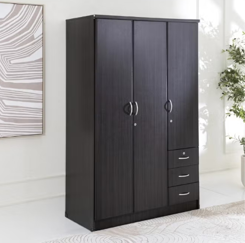 RIBEZ 3 Door wardrobe for Bedroom with 3 Drawers and 5 Shelves | Cupboard for Home | Bedroom Wardrobes