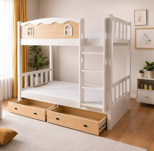 ABX HOME DAVOS Wooden Bunk Bed | 190 X 90 Size Sturdy Modern Design Wooden Single Bed Frame 190 X 90 Size