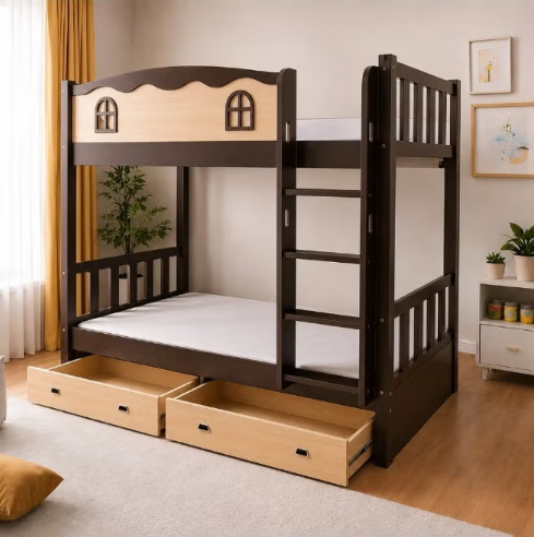 ABX HOME DAVOS Wooden Bunk Bed | 190 X 90 Size Sturdy Modern Design Wooden Single Bed Frame 190 X 90 Size