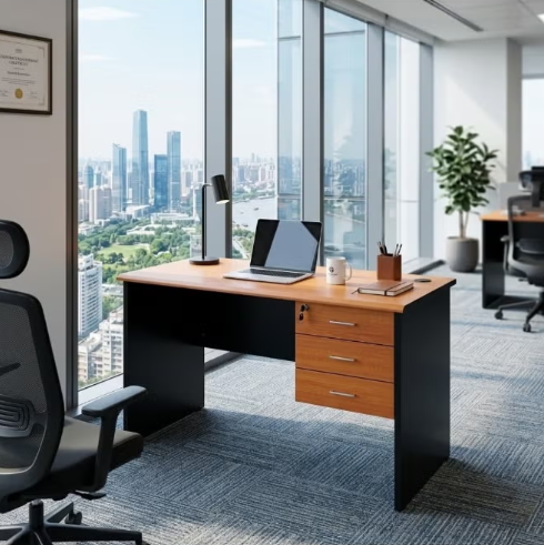 ABX HOME Executive wooden office table 140 CM with 3 drawer with lock | Wooden office desk ABX-14070
