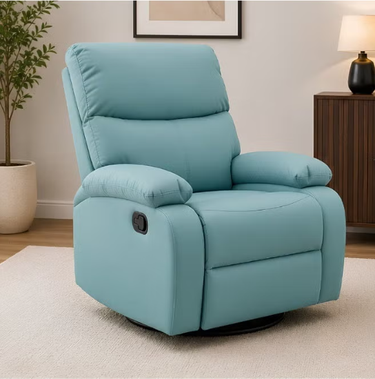 ABX HOME RAZE 1 Seater Leather Pushback Recliner 360 Rotatable Relaxing Chair Modern Design One Seat Sofas Comfortable Living Room Furniture L 83 x W 93 x H 103 cm