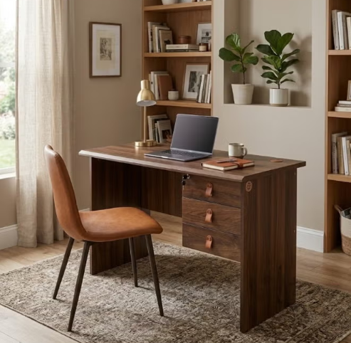 ABX HOME Executive wooden office table 120 CM with 3 drawer with lock | Wooden office desk ABX-001