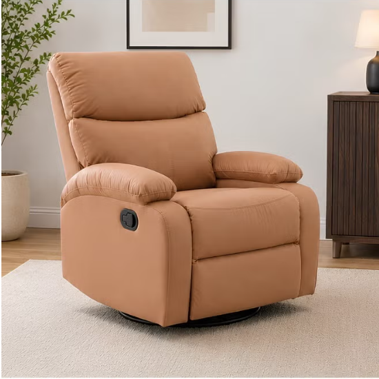 ABX HOME RAZE 1 Seater Leather Pushback Recliner 360 Rotatable Relaxing Chair Modern Design One Seat Sofas Comfortable Living Room Furniture L 83 x W 93 x H 103 cm