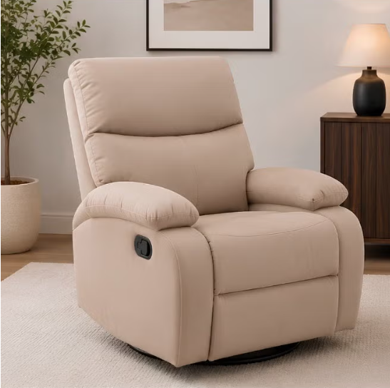 ABX HOME RAZE 1 Seater Leather Pushback Recliner 360 Rotatable Relaxing Chair Modern Design One Seat Sofas Comfortable Living Room Furniture L 83 x W 93 x H 103 cm