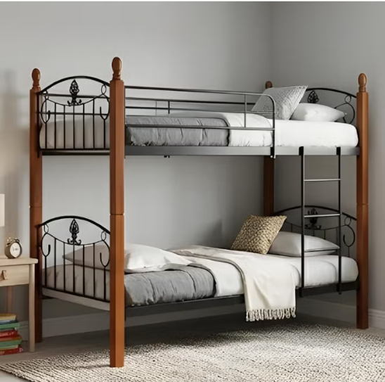 Messina Solid wood metal Bunk Bed | Sturdy Modern Design Wooden Single Bed Frame 190X90 Size