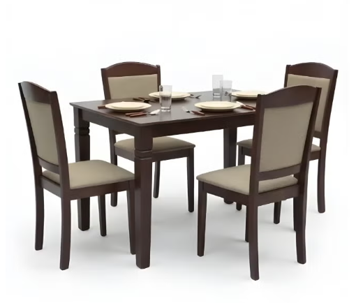 ABX HOME Davos Dining Table set 4 seater Rectangular Dining Set | Sturdy Kitchen Wooden Top Table with Fabric Chairs | Dining set 1+4 Seater for Home, Dining Room