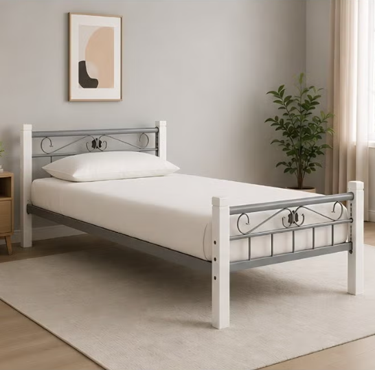 ABX HOME HARPER Solid wood metal Single Size Bed | Sturdy Modern Design Wooden Single Bed Frame 190X90 Size