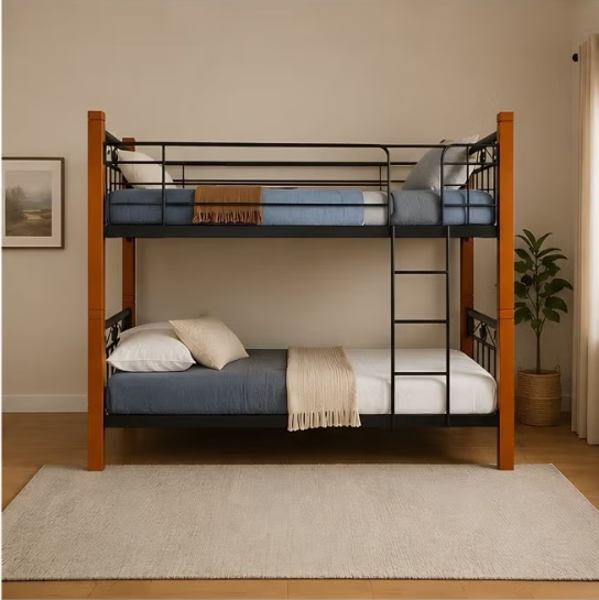 ABX HOME HARPER Solid wood metal Bunk Bed | Sturdy Modern Design Wooden Single Bed Frame 190X90 Size