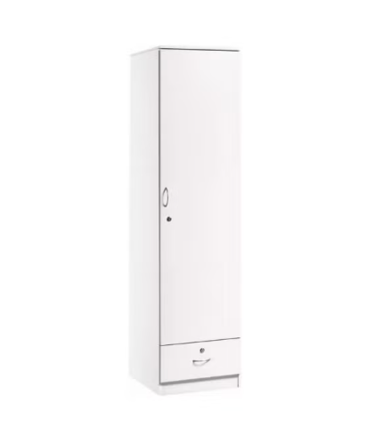 Turin Single door wardrobe with hanger and shelf with lockable drawer and door (With Assembly