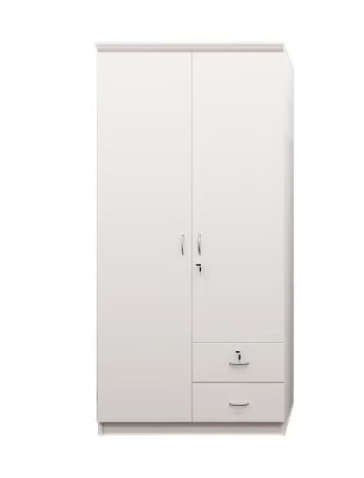 Riley 2 Door wardrobe with 2 drawer Hanging Rod & 5 Shelves (With Installation)