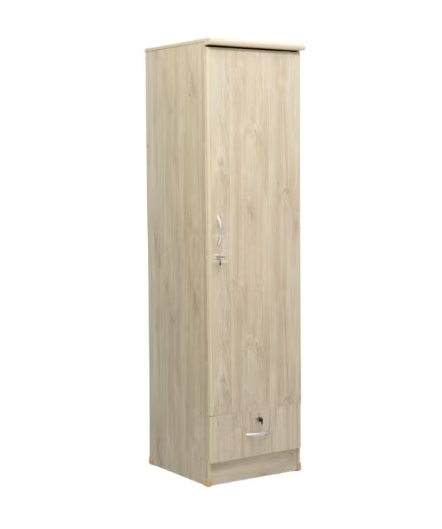 Turin Single door wardrobe with hanger and shelf with lockable drawer and door