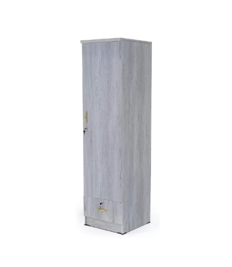 Turin Single door wardrobe with hanger and shelf with lockable drawer and door