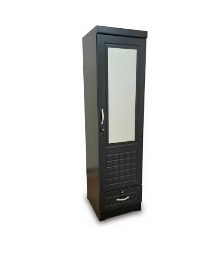 Turin Single door wardrobe with Mirror hanger and shelf with lockable drawer and door (Without Assembly)