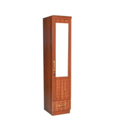 Turin Single door wardrobe with Mirror hanger and shelf with lockable drawer and door (Without Assembly)