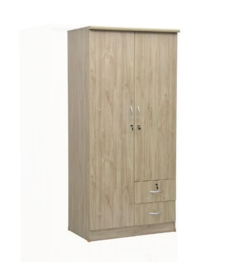 Riley 2 Door wardrobe with 2 drawer Hanging Rod & 5 Shelves
