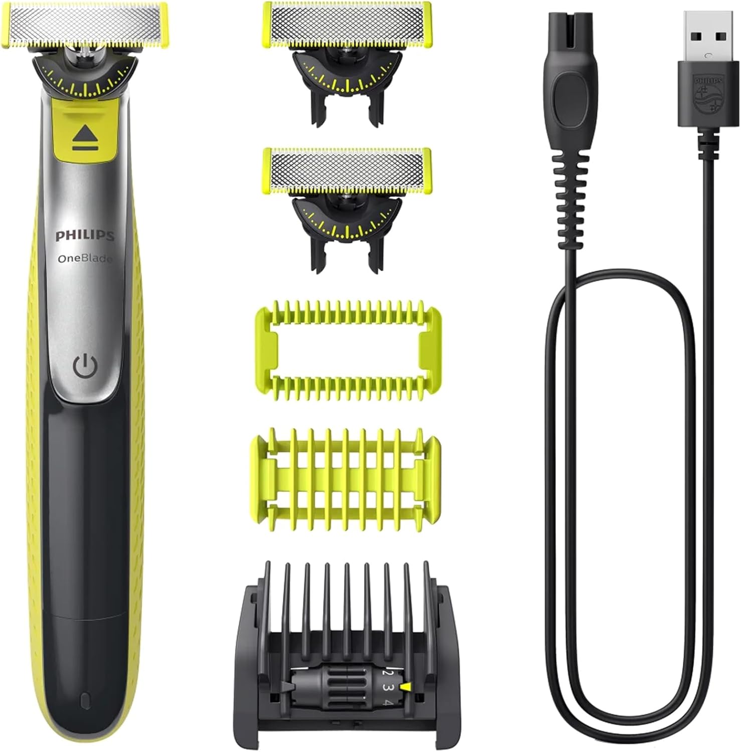 Philips OneBlade 360 Pro Kit – Hybrid Face & Body Trimmer & Shaver with 3 Blades & 4 Guards (QP2834/65)