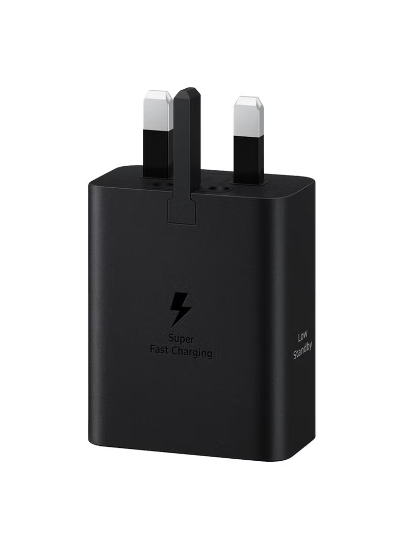 محول طاقة شحن سريع ثنائي المنفذ 50 واط مع كابل USB - C 5A 1.8 متر، شاحن حائط ثلاثي السنون للهواتف الذكية والأجهزة اللوحية وأجهزة USB - C - أسود