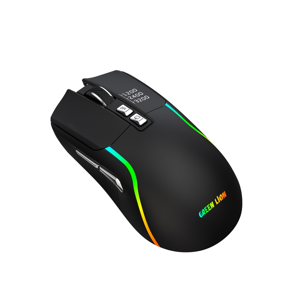 ماوس ألعاب أخضر Lion قابل لإعادة الشحن RGB