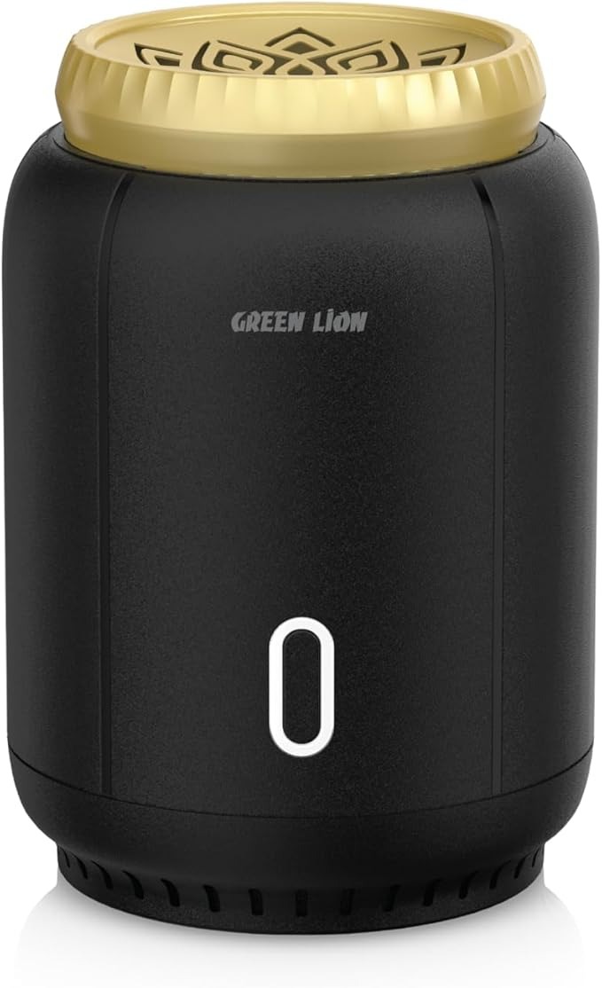 Green Lion Ember Bakhour Burner Rechargeable Electric Oud Incense Burner with 500°C Heating, USB-C Charging & Auto-Off - Black