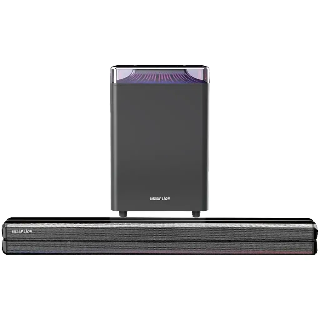 مكبر صوت سلكي Green Lion Cinema SP100 100W 2.1 قناة مع مضخم صوت وبلوتوث 5.0 و HDMI ARC - أسود
