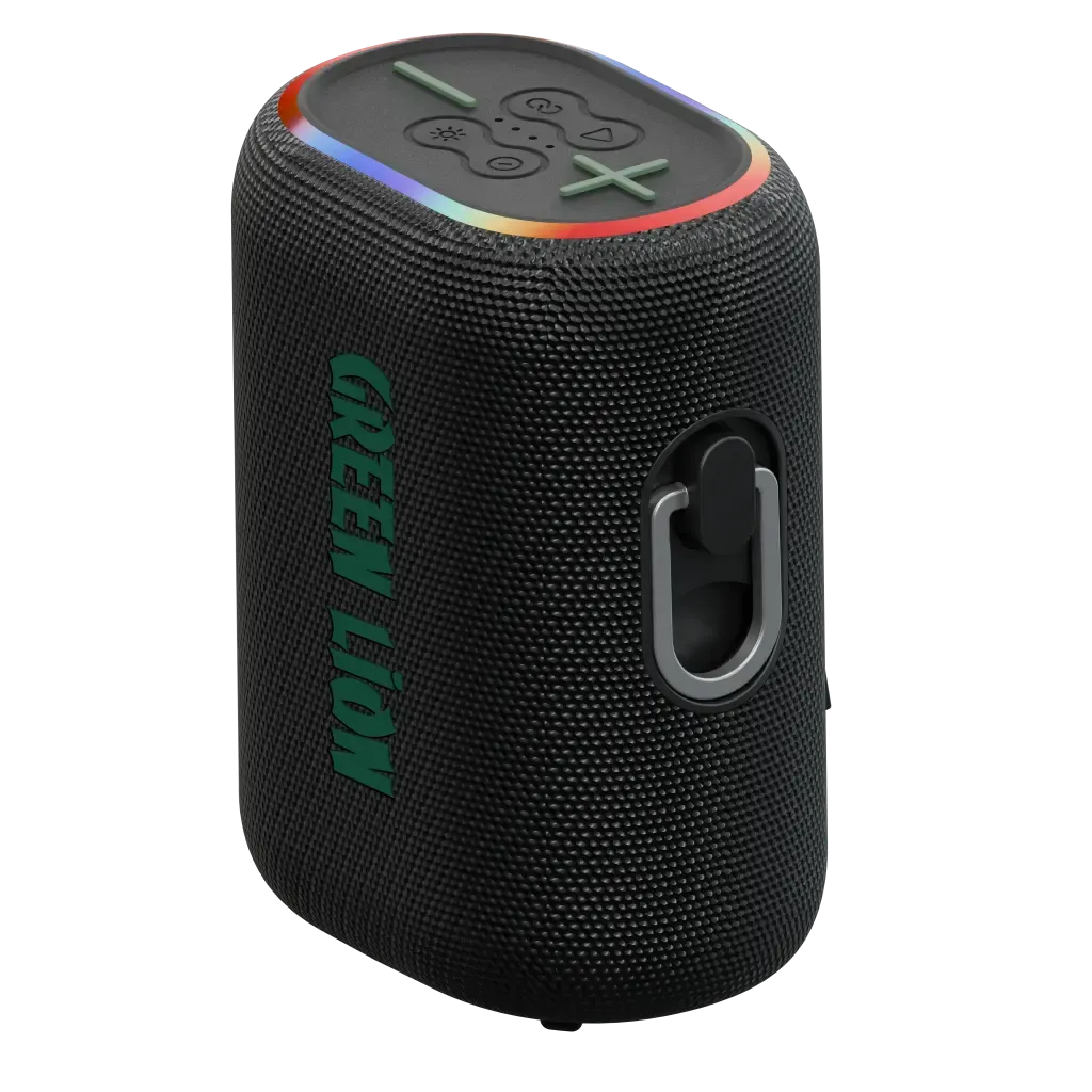 Green Lion WAVE 10 Bluetooth Speaker with 5000mAh Power Bank, RGB Lights, USB-C & Lightning Cables - Black