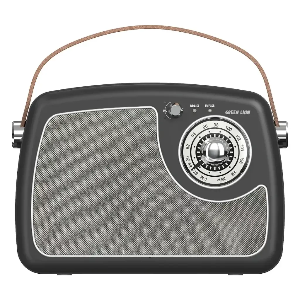 Green Lion Retro Radio Bluetooth Speaker – Black | Bluetooth 5.3, FM Radio, USB, AUX & 1500mAh Battery