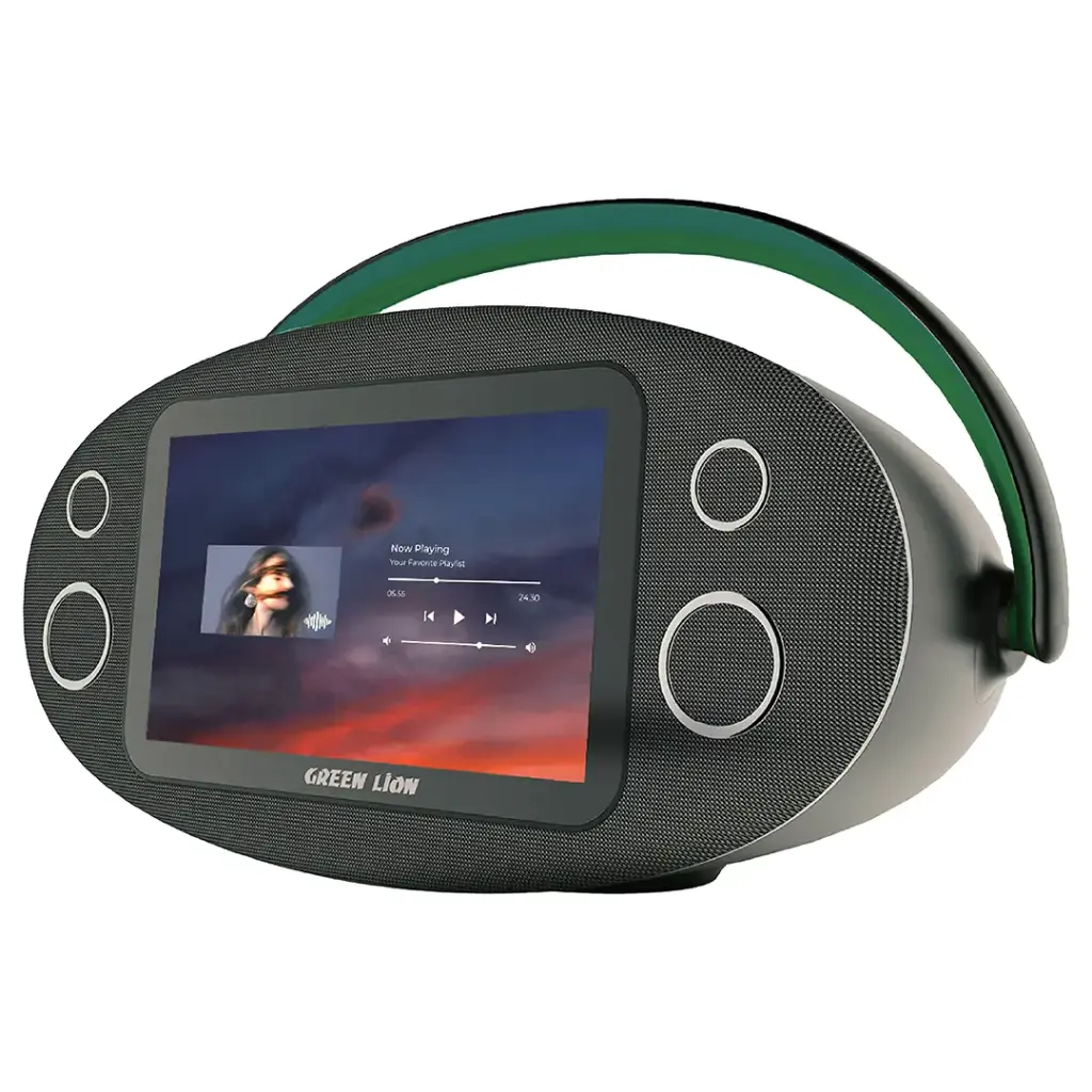 مكبر صوت ذكي Green Lion São Paulo بقدرة 80 واط مع شاشة عالية الدقة (HD) مقاس 10.1 بوصة، ونظام Android 13 وتقنية Bluetooth 5.3 – أسود
