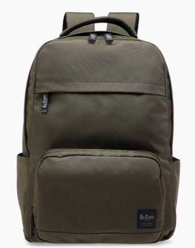 Lee Cooper Textured School Backpack with Adjustable Straps and Zip Closure - 34x47x21 cm - Green