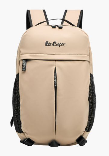 Lee Cooper Solid Backpack with Adjustable Straps and Zip Closure - 14x31x50 cms - Beige