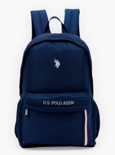 US POLO ASSN. Logo Print Backpack for Boys 8-13 Years with Adjustable Shoulder Straps - 18 inches - Blue