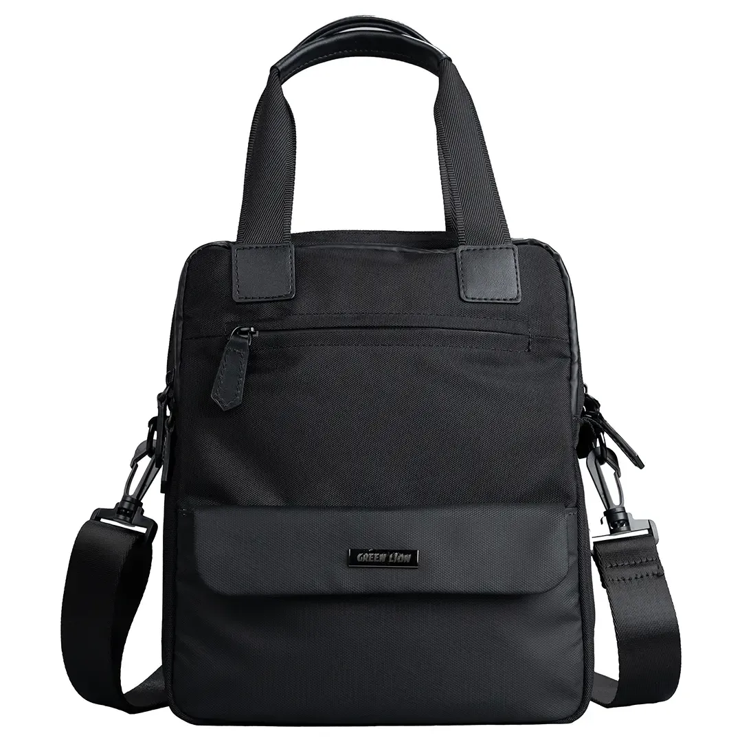 GREEN LION CITY Messenger Bag – Black | Water-Resistant 14-Inch Laptop Shoulder Bag with 12L Capacity