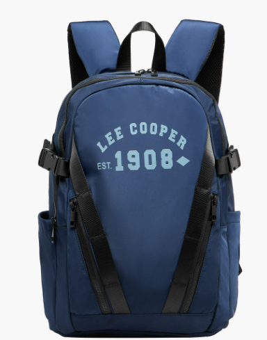 Lee Cooper Printed Backpack with Adjustable Straps and Zip Closure - 16xX33X47 cm - Blue