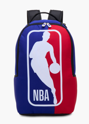 NBA Logo Print Backpack with Adjustable Shoulder Straps and Zip Closure - 17 inches - Blue