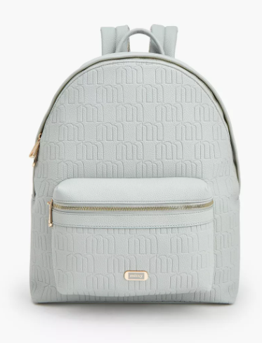 Missy Monogram Embossed Backpack with Laptop Compartment - Blue